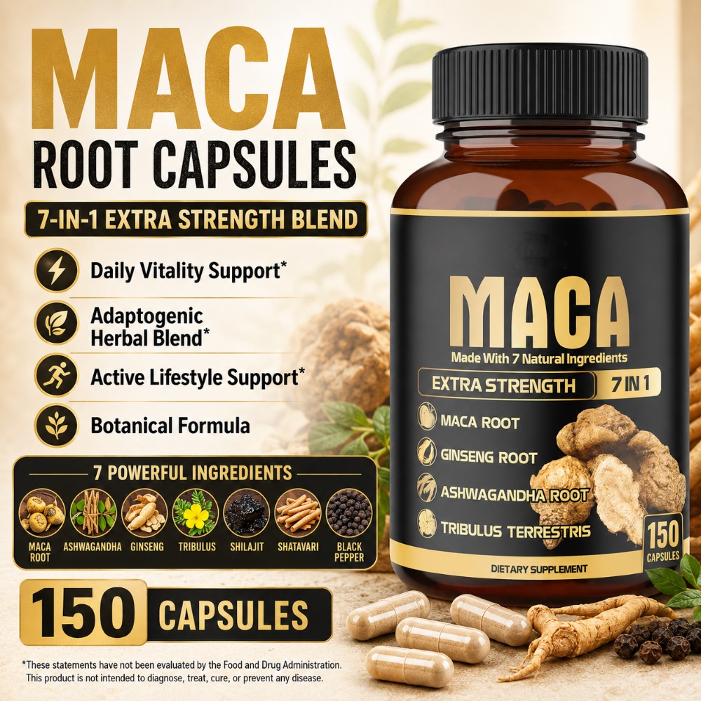 Herbal Queen - Maca Root Capsules 7-in-1 with Ashwagandha,