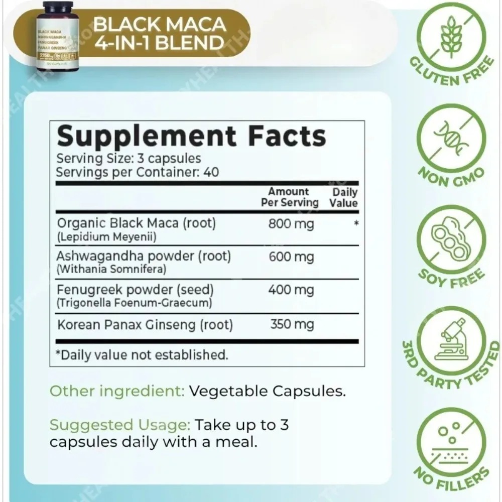4-in-1 Organic Black Maca Root - đánh giá và giá Herbal Queen